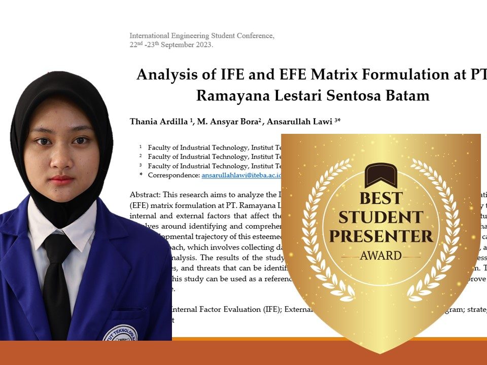 Mahasiswa Prodi Manajemen Rekayasa ITEBA Sabet Gelar Presenter Terbaik pada 1st International Engineering Students Conference 2023