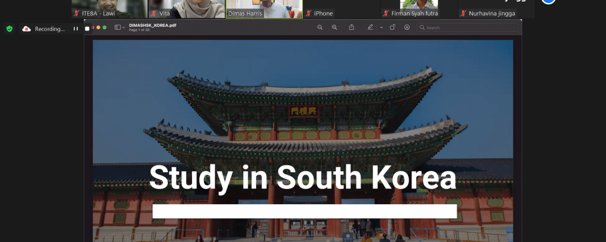 PKMA ITEBA dan Beasiswakorea.com Adakan Webinar Edukasi: “How to Enrich Your Knowledge by Study in South Korea”