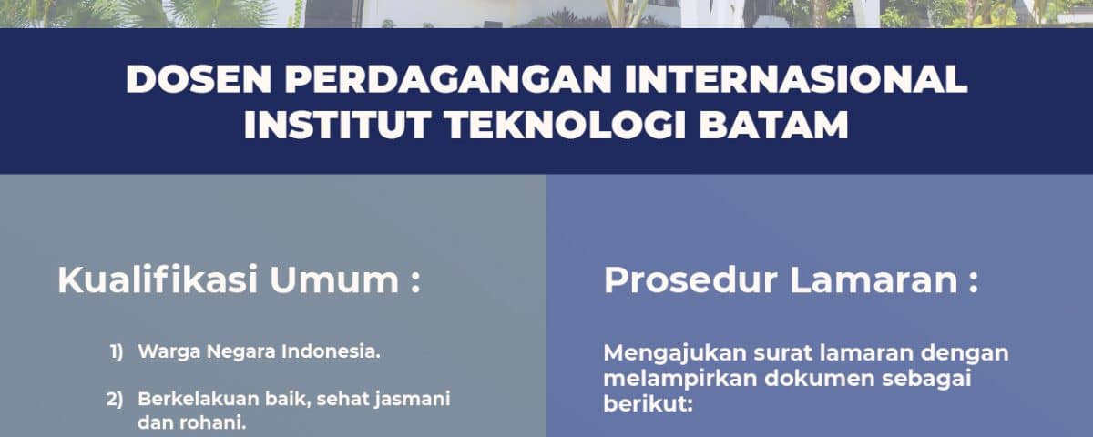 Lowongan Kerja Dosen Perdagangan Internasional ITEBA