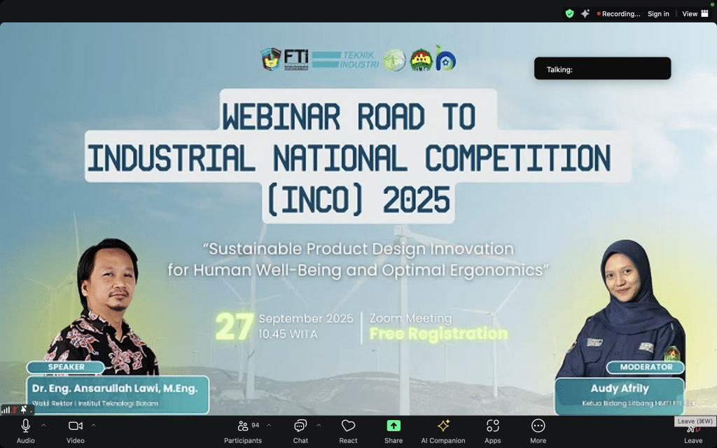 Wakil Rektor ITEBA Jadi Narasumber Webinar Road to INCO 2025 yang Diselenggarakan FTI UMI